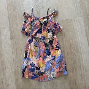 Sanctuary Floral Off-Shoulder Midi Dress - Pink, Blue, Yellow